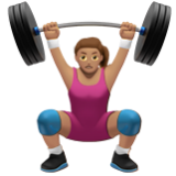 Apple(iPhone) Woman Lifting Weights: Medium Skin Tone Emoji