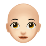 Apple(iPhone) Woman: Light Skin Tone, Bald Emoji