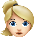 Apple(iPhone) Woman: Light Skin Tone, Blond Hair Emoji