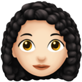 Apple(iPhone) Woman: Light Skin Tone, Curly Hair Emoji