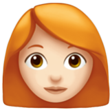 Apple(iPhone) Woman: Light Skin Tone, Red Hair Emoji