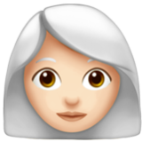 Apple(iPhone) Woman: Light Skin Tone, White Hair Emoji