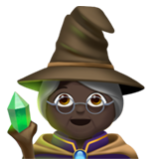 Apple(iPhone) Woman Mage: Dark Skin Tone Emoji