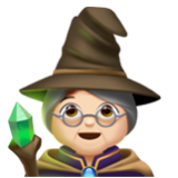 Apple(iPhone) Woman Mage: Light Skin Tone Emoji