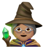 Apple(iPhone) Woman Mage: Medium Skin Tone Emoji