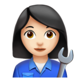 Apple(iPhone) Woman Mechanic: Light Skin Tone Emoji