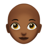 Apple(iPhone) Woman: Medium-Dark Skin Tone, Bald Emoji