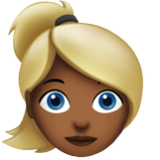 Apple(iPhone) Woman: Medium-Dark Skin Tone, Blond Hair Emoji