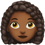 Apple(iPhone) Woman: Medium-Dark Skin Tone, Curly Hair Emoji