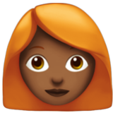 Apple(iPhone) Woman: Medium-Dark Skin Tone, Red Hair Emoji