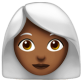 Apple(iPhone) Woman: Medium-Dark Skin Tone, White Hair Emoji