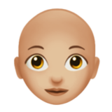 Apple(iPhone) Woman: Medium-Light Skin Tone, Bald Emoji