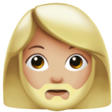 Apple(iPhone) Woman: Medium-Light Skin Tone, Beard Emoji