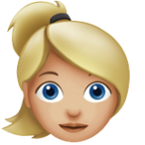 Apple(iPhone) Woman: Medium-Light Skin Tone, Blond Hair Emoji