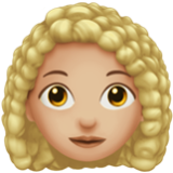 Apple(iPhone) Woman: Medium-Light Skin Tone, Curly Hair Emoji