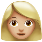 Apple(iPhone) Woman: Medium-Light Skin Tone Emoji