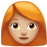 Apple(iPhone) Woman: Medium-Light Skin Tone, Red Hair Emoji