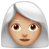 Apple(iPhone) Woman: Medium-Light Skin Tone, White Hair Emoji