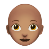 Apple(iPhone) Woman: Medium Skin Tone, Bald Emoji