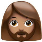 Apple(iPhone) Woman: Medium Skin Tone, Beard Emoji