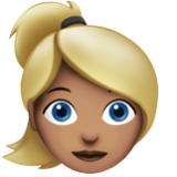 Apple(iPhone) Woman: Medium Skin Tone, Blond Hair Emoji