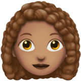 Apple(iPhone) Woman: Medium Skin Tone, Curly Hair Emoji