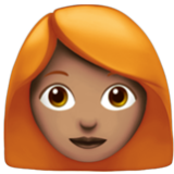 Apple(iPhone) Woman: Medium Skin Tone, Red Hair Emoji