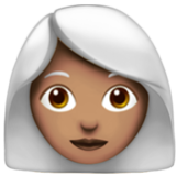 Apple(iPhone) Woman: Medium Skin Tone, White Hair Emoji