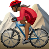 Apple(iPhone) Woman Mountain Biking: Medium-Dark Skin Tone Emoji