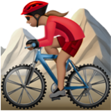 Apple(iPhone) Woman Mountain Biking: Medium Skin Tone Emoji