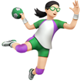 Apple(iPhone) Woman Playing Handball: Light Skin Tone Emoji