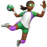 Apple(iPhone) Woman Playing Handball: Medium-Dark Skin Tone Emoji