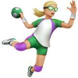 Apple(iPhone) Woman Playing Handball: Medium-Light Skin Tone Emoji