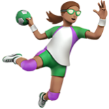 Apple(iPhone) Woman Playing Handball: Medium Skin Tone Emoji