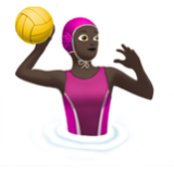 Apple(iPhone) Woman Playing Water Polo: Dark Skin Tone Emoji