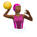 Apple(iPhone) Woman Playing Water Polo: Medium-Dark Skin Tone Emoji