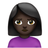 Apple(iPhone) Woman Pouting: Dark Skin Tone Emoji