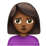 Apple(iPhone) Woman Pouting: Medium-Dark Skin Tone Emoji