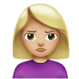 Apple(iPhone) Woman Pouting: Medium-Light Skin Tone Emoji