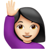 Apple(iPhone) Woman Raising Hand: Light Skin Tone Emoji