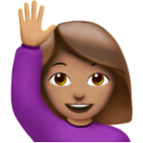 Apple(iPhone) Woman Raising Hand: Medium Skin Tone Emoji