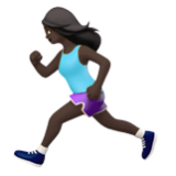 Apple(iPhone) Woman Running: Dark Skin Tone Emoji