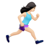 Apple(iPhone) Woman Running Facing Right: Light Skin Tone Emoji