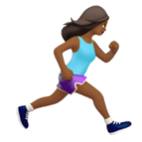 Apple(iPhone) Woman Running Facing Right: Medium-Dark Skin Tone Emoji