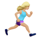 Apple(iPhone) Woman Running Facing Right: Medium-Light Skin Tone Emoji