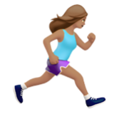 Apple(iPhone) Woman Running Facing Right: Medium Skin Tone Emoji