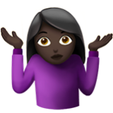 Apple(iPhone) Woman Shrugging: Dark Skin Tone Emoji