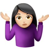 Apple(iPhone) Woman Shrugging: Light Skin Tone Emoji