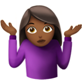 Apple(iPhone) Woman Shrugging: Medium-Dark Skin Tone Emoji