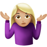 Apple(iPhone) Woman Shrugging: Medium-Light Skin Tone Emoji